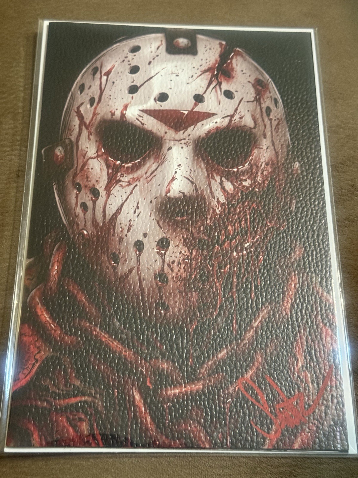 SURTUR signed Jason Voorhees mask Movie 1/5 LEATHER Friday The 13th Comic SURTUR signed Jason Voorhees mask Movie 1/5 LEATHER Friday The 13th Comic