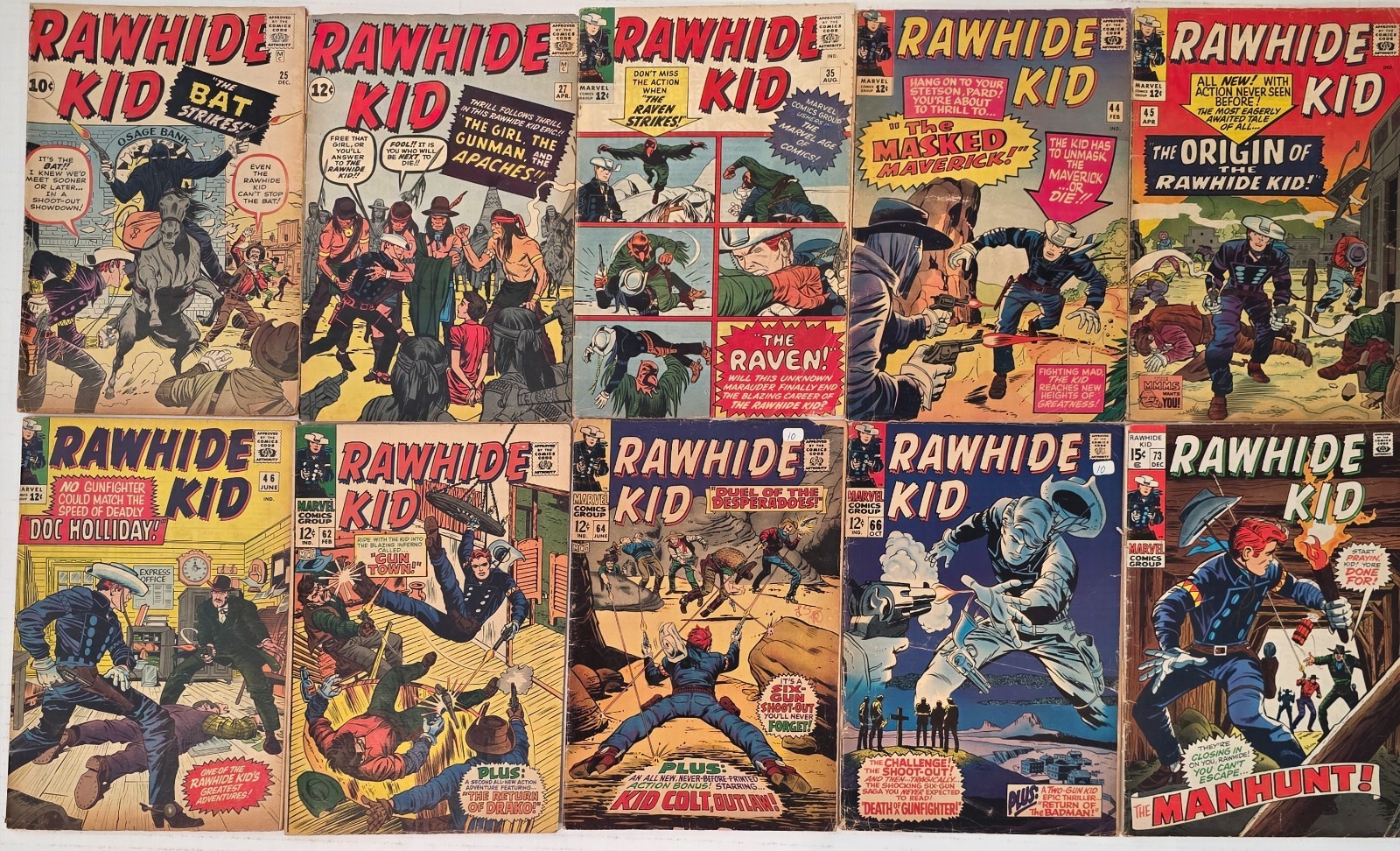 RAWHIDE KID Silver Age Lot (10) #25-74* FN VG 1962 Stan Lee, Don Heck RAWHIDE KID Silver Age Lot (10) #25-74* FN VG 1962 Stan Lee, Don Heck