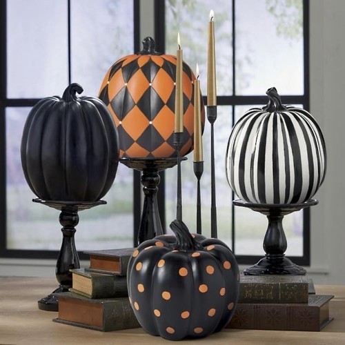 DISCONTINUED Vintage Grandin Road Halloween Black PEDESTAL STANDS- SET OF THREE