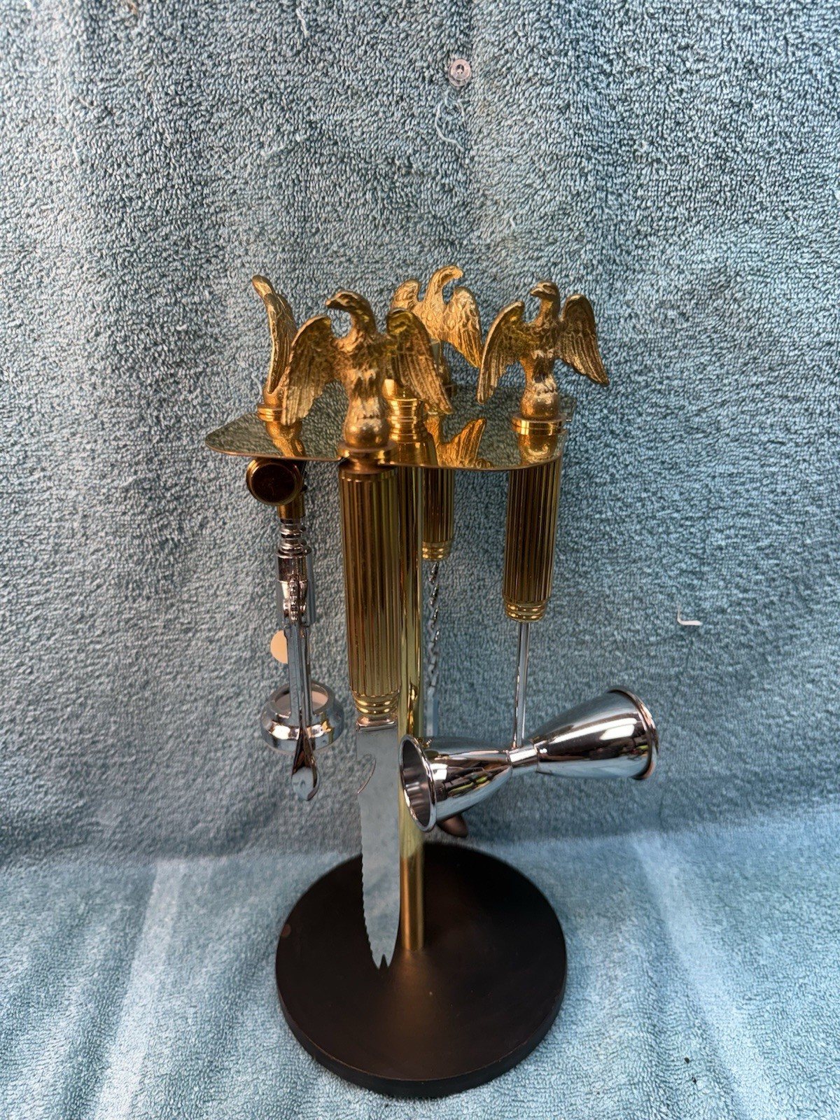 Vintage Unique Maxwell Phillips Mid-Century Brass Eagles Bar Set Vintage Unique Maxwell Phillips Mid-Century Brass Eagles Bar Set