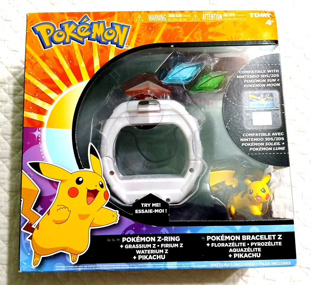 B6 Pokemon Z-Ring Crystal Bracelet Set Pikachu Figure Nintendo DS Sun Moon Tomy