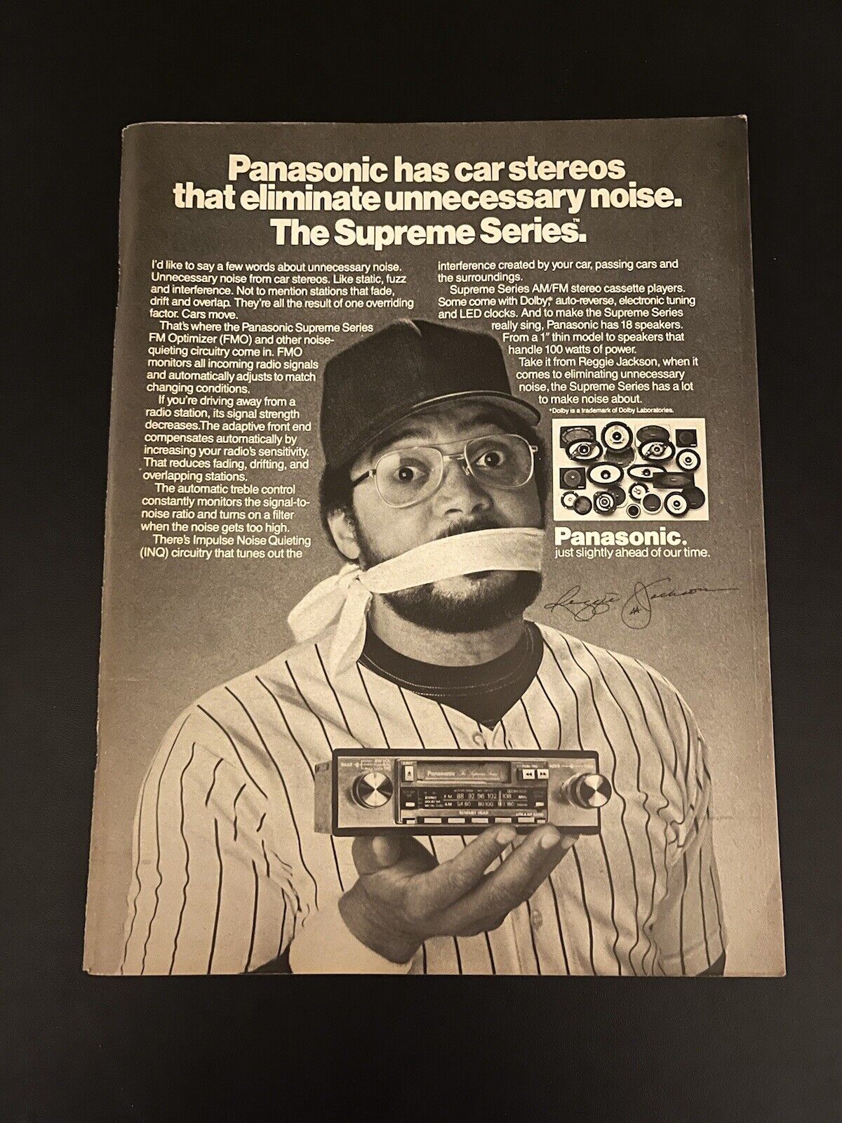 1981 Panasonic Supreme Series Car Stereo Reggie Jackson Print Ad Original NYC NY