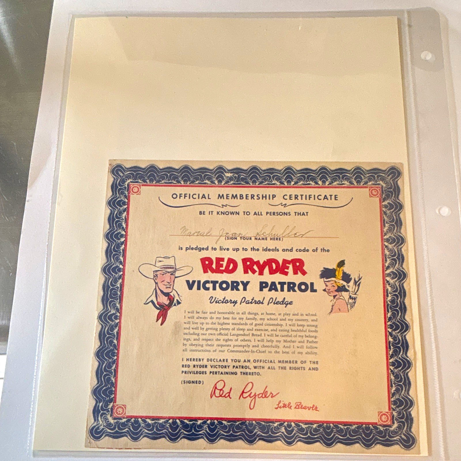 1940s Red Ryder Victory Patrol Langendorf Bread Membership Map Certificate RARE 1940s Red Ryder Victory Patrol Langendorf Bread Membership Map Certificate RARE