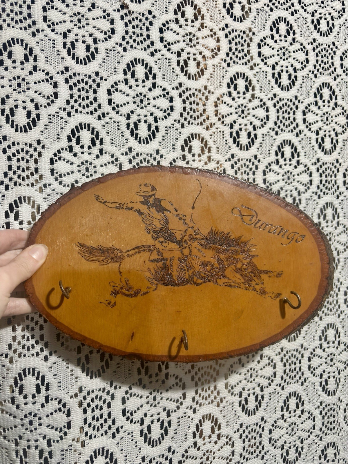 Vintage Western Durango Cowboy Wood Slice Wall Plaque Sign Horse Rodeo Vintage Western Durango Cowboy Wood Slice Wall Plaque Sign Horse Rodeo