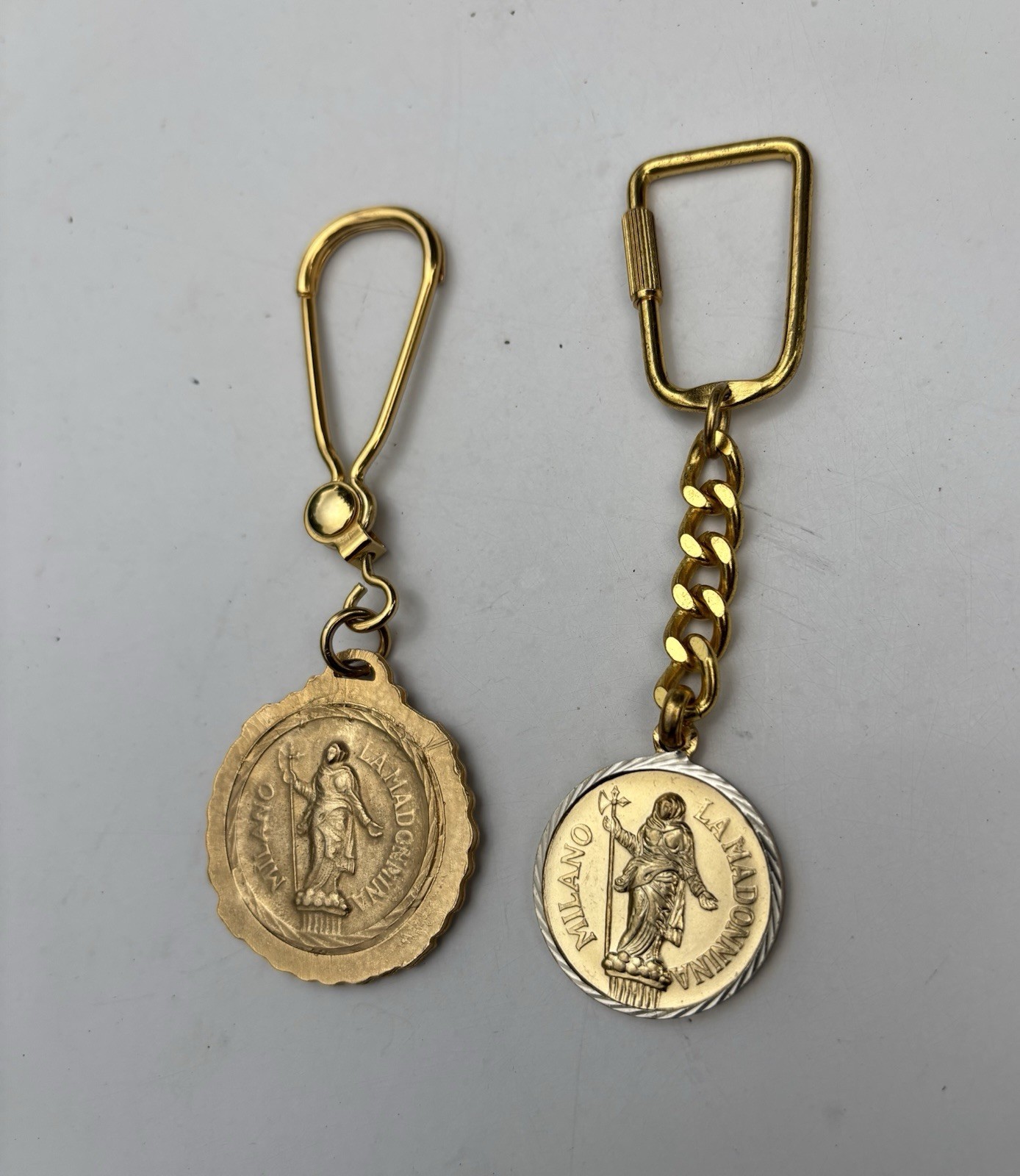 VINTAGE set of 2 - Italy KEYCHAIN FOB MILANO La Madonnina 1970\'s VINTAGE set of 2 - Italy KEYCHAIN FOB MILANO La Madonnina 1970\'s