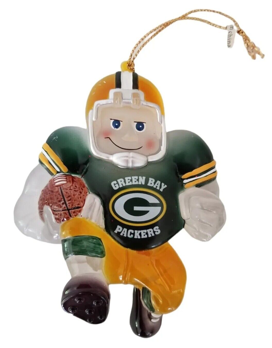 Decorative Green Bay Packer Ornament Generic Cartoon Football Player
