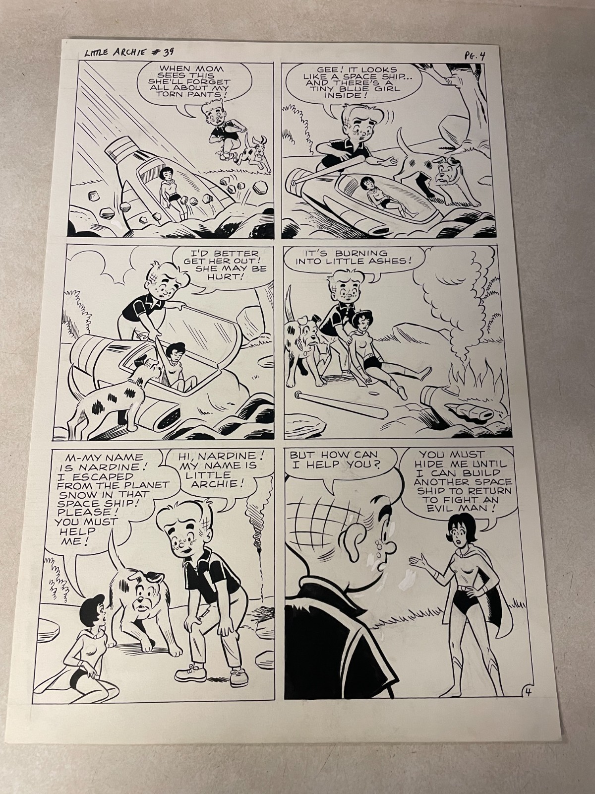 LITTLE ARCHIE #36 original comic art 1966 SAVES ALIEN GIRL IN SPACE SHIP cool LITTLE ARCHIE #36 original comic art 1966 SAVES ALIEN GIRL IN SPACE SHIP cool