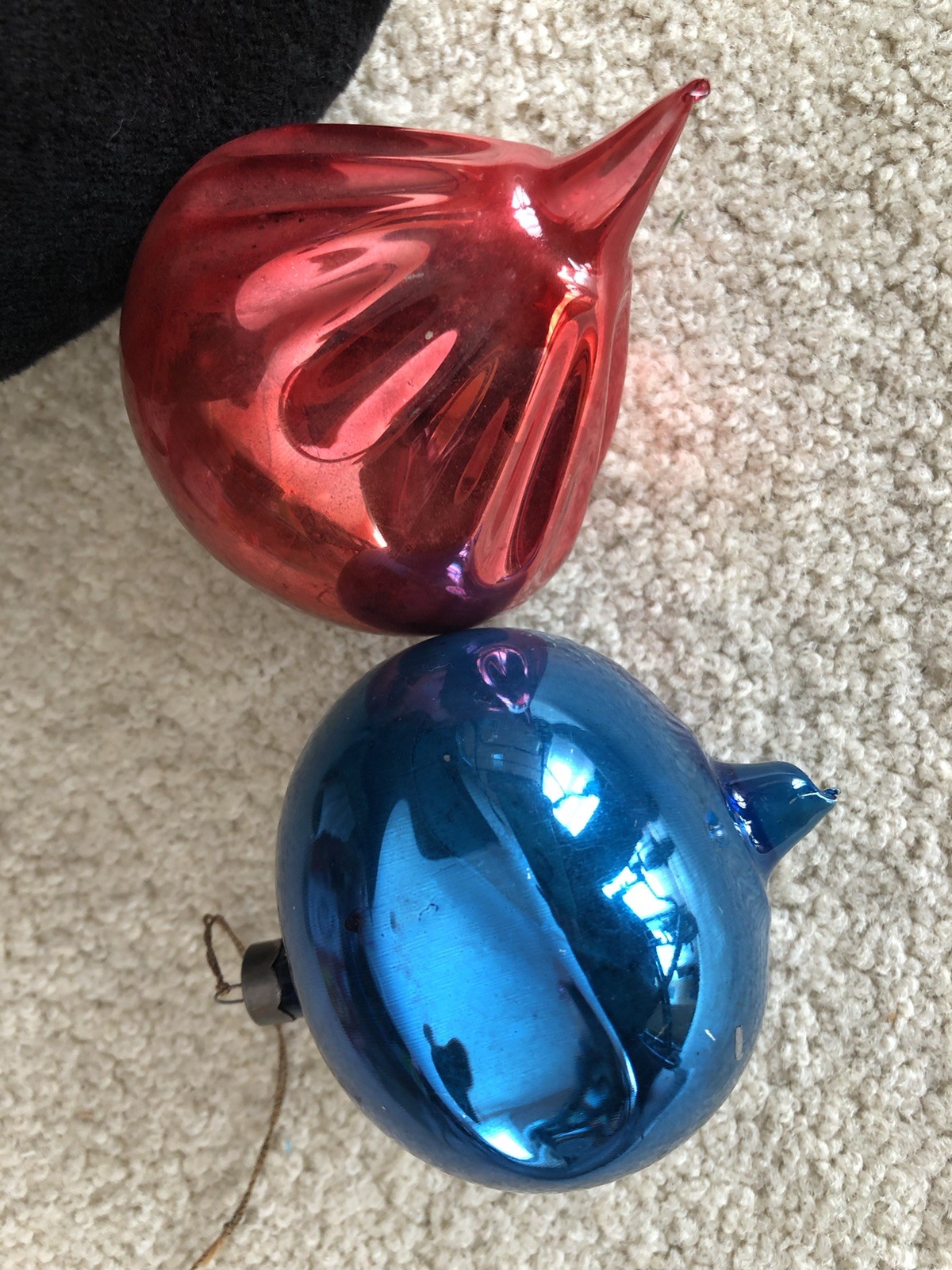 Vintage 2 HEIM ? Pink Blue Parachute Glass Christmas Ornaments Vintage 2 HEIM ? Pink Blue Parachute Glass Christmas Ornaments