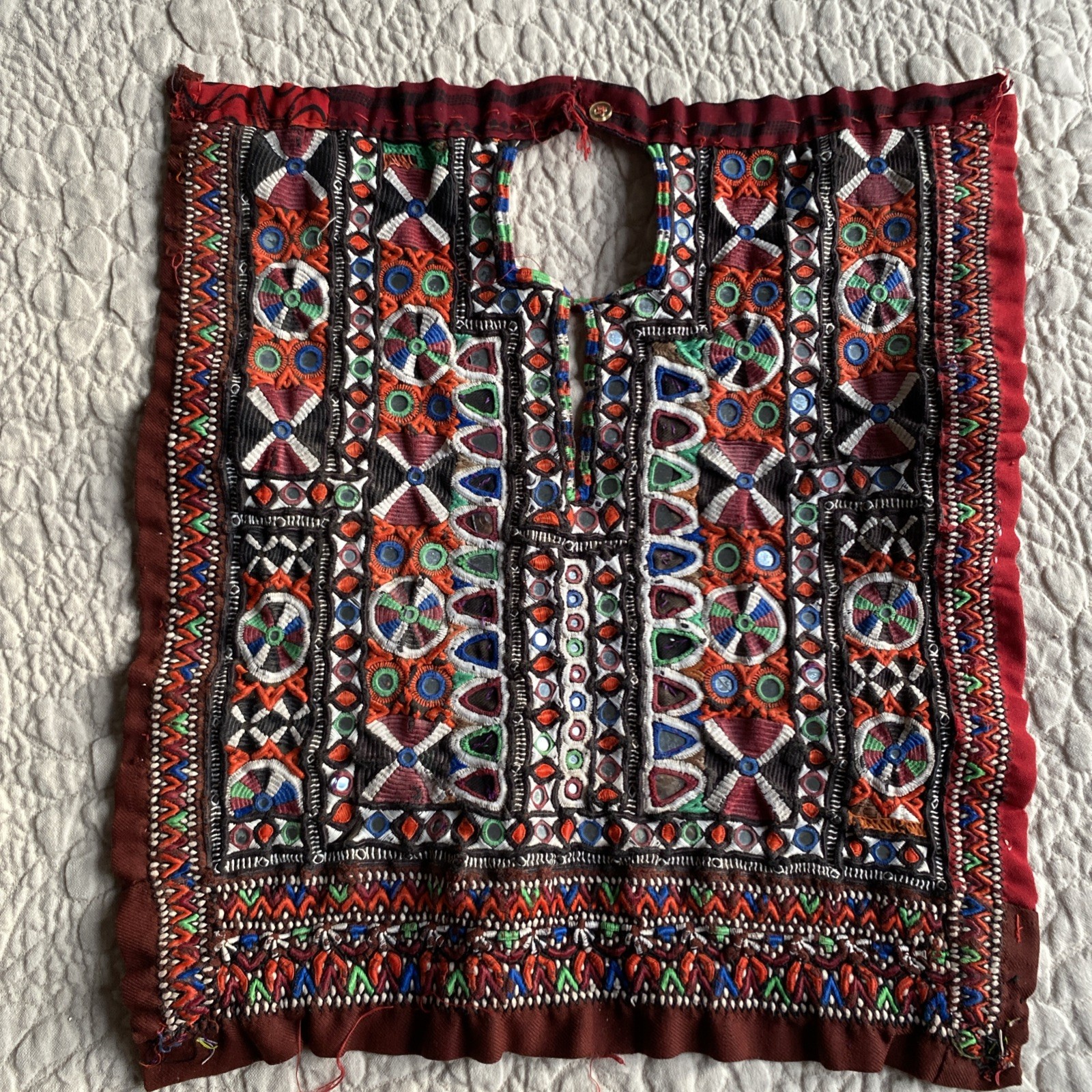 Antique Indian Fabric Embroidery Ethnic Mirrors Handmade Tribal Clothing Sewing Antique Indian Fabric Embroidery Ethnic Mirrors Handmade Tribal Clothing Sewing