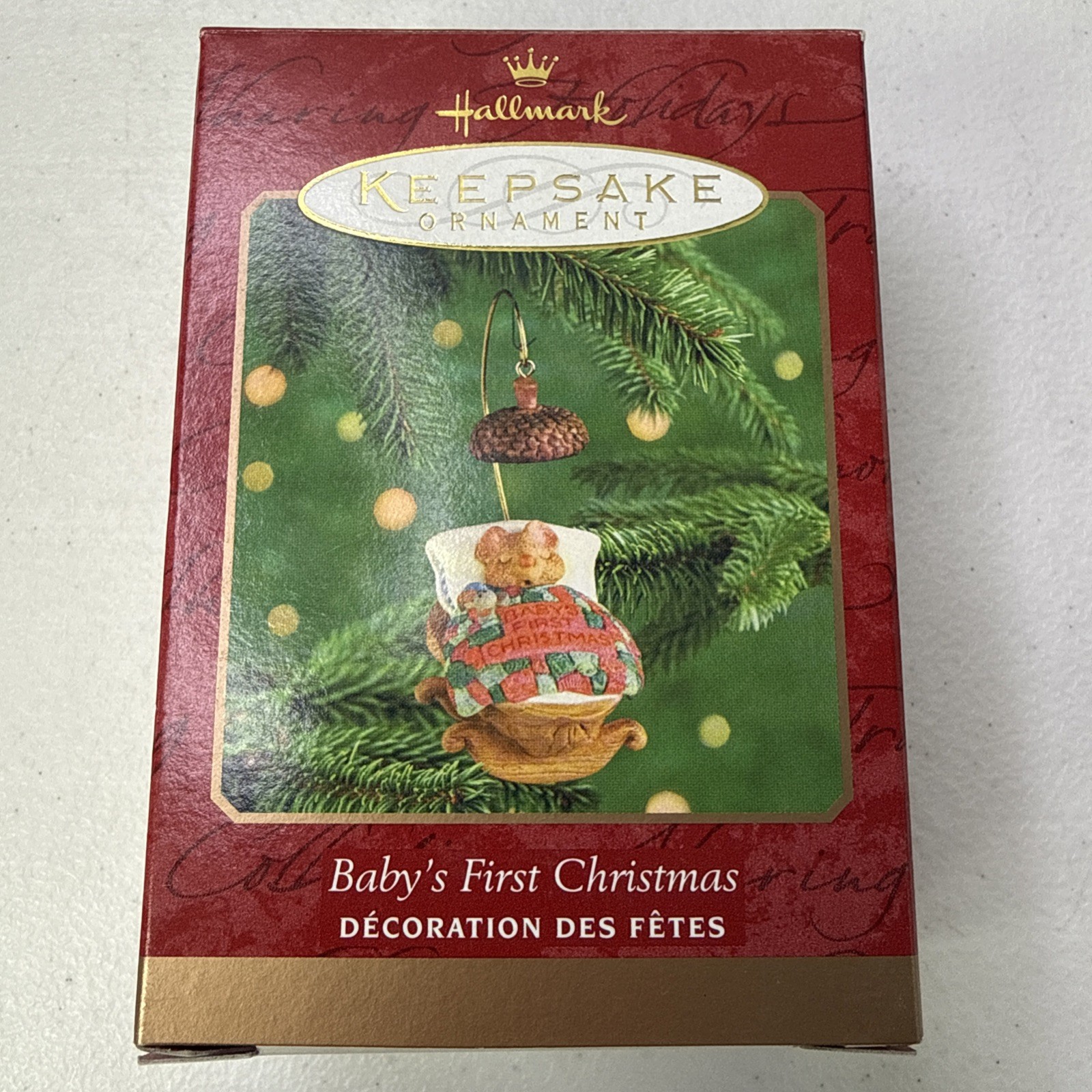 Hallmark 2000 Baby\'s First Christmas Bear Acorn Cradle Keepsake Ornament Box Hallmark 2000 Baby\'s First Christmas Bear Acorn Cradle Keepsake Ornament Box