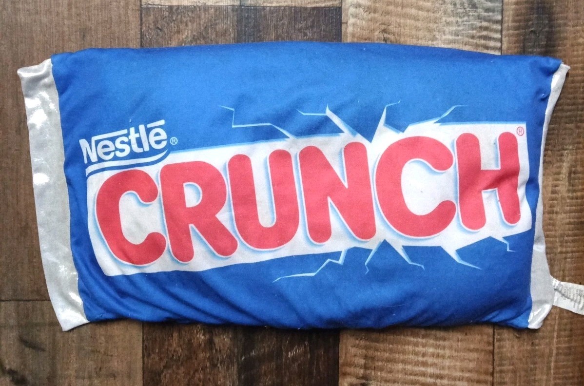 Vintage 2000s Nestle’s Crunch Chocolate Candy Decorative Plush Pillow 28x14x5 Vintage 2000s Nestle’s Crunch Chocolate Candy Decorative Plush Pillow 28x14x5