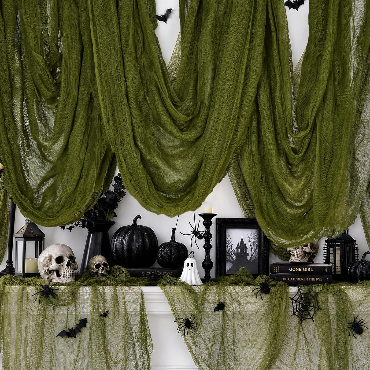 600 X 80 in Halloween Creepy Cloth for Yard and Outdoor Decorations, Green 600 X 80 in Halloween Creepy Cloth for Yard and Outdoor Decorations, Green