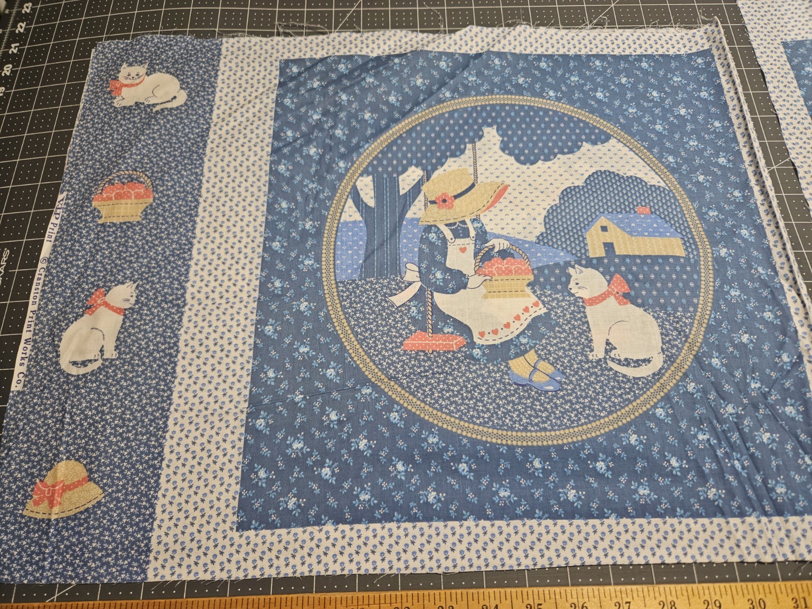 VTG Fabric Pillow Panels Cat VIP Cranston 17x44 Grandma Cottage Country Core VTG Fabric Pillow Panels Cat VIP Cranston 17x44 Grandma Cottage Country Core