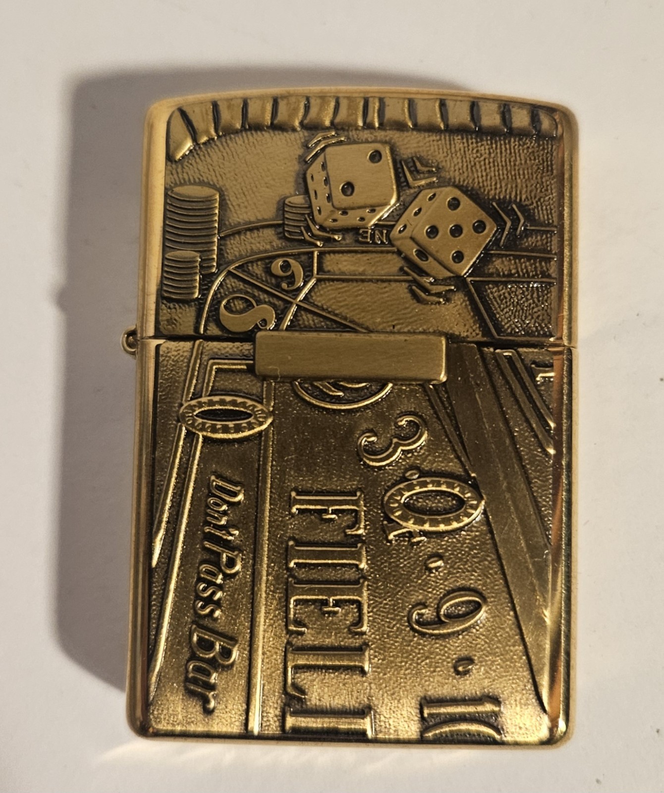 Rare VTG Zippo Barrett Smythe Brass Craps Gambling Lucky Seven Dice NOS Rare VTG Zippo Barrett Smythe Brass Craps Gambling Lucky Seven Dice NOS