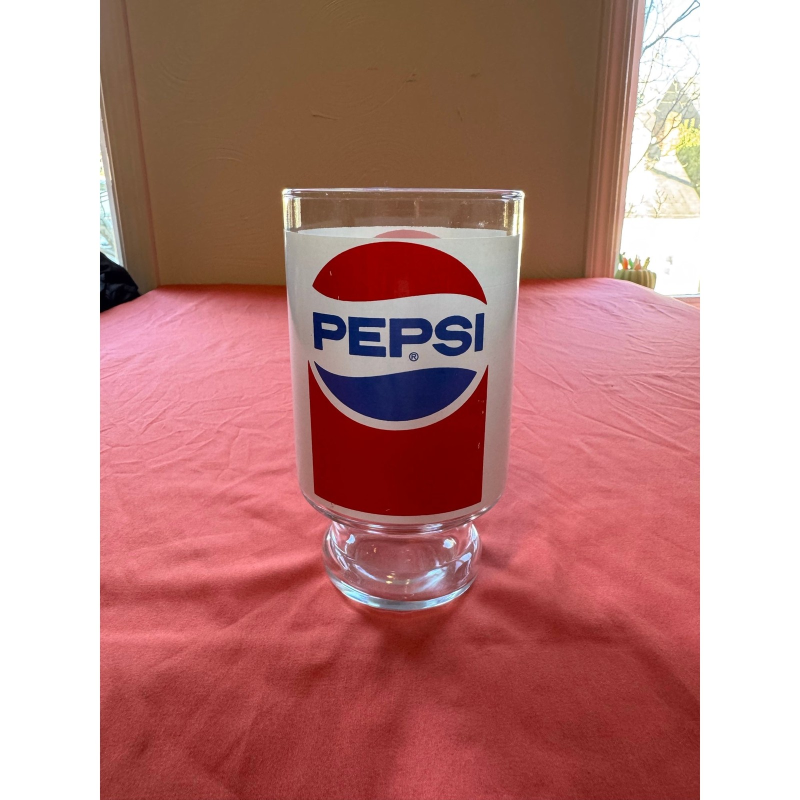 Vintage 1970s Pepsi Pepsi-Cola Jumbo 32oz Pedestal Glass 7\ Vintage 1970s Pepsi Pepsi-Cola Jumbo 32oz Pedestal Glass 7\