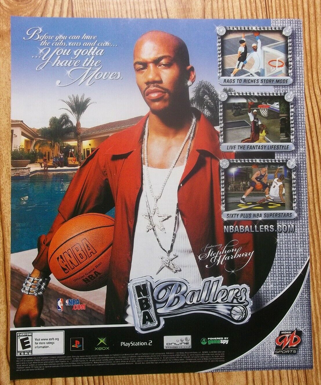 NBA Ballers Xbox 360 PS3 2004 Stephon Marbury Print Ad/Poster Official Promo Art
