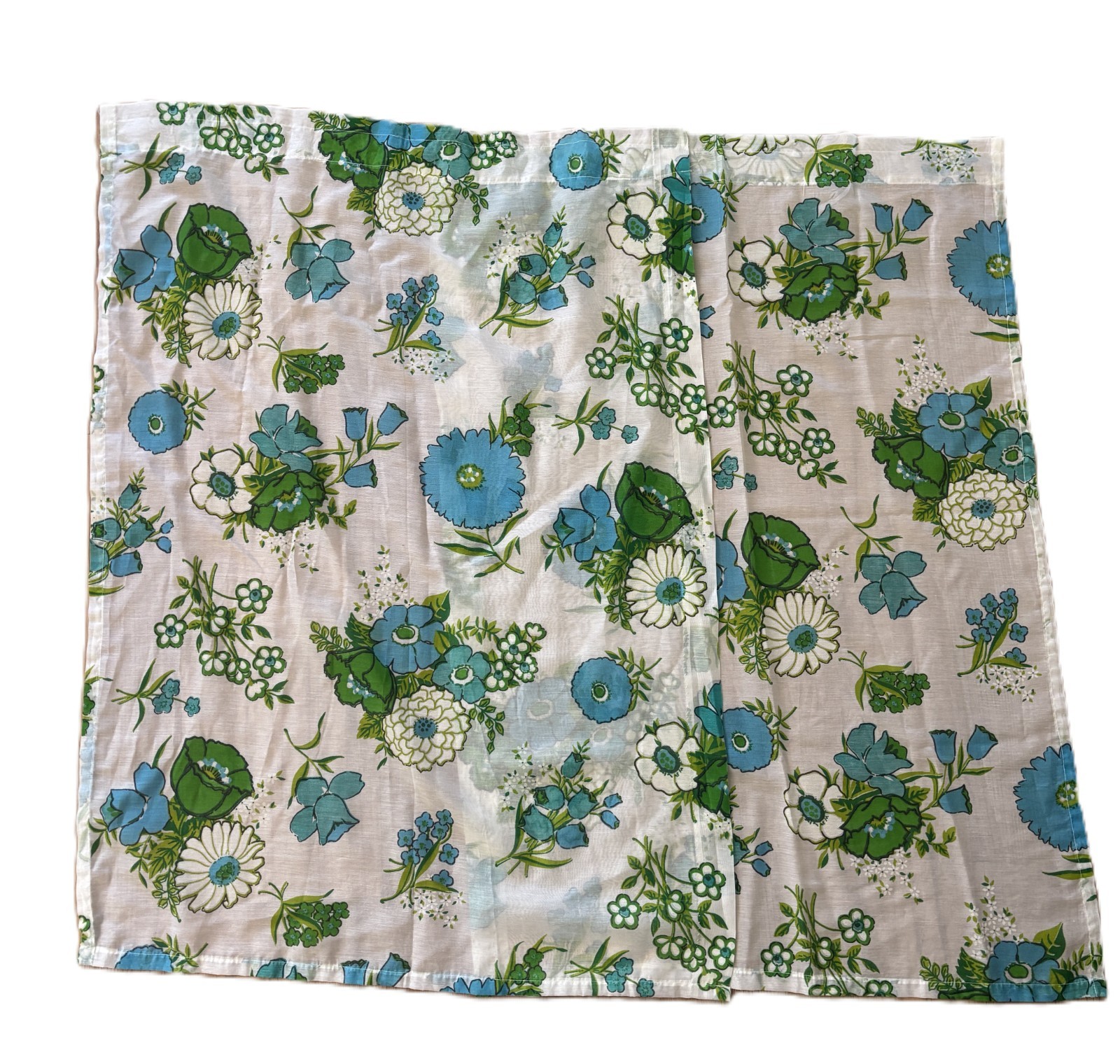 Vtg MCM Retro Mod Groovy Flower Curtains Blue Pinch 4 Panels 28x39 Material Vtg MCM Retro Mod Groovy Flower Curtains Blue Pinch 4 Panels 28x39 Material