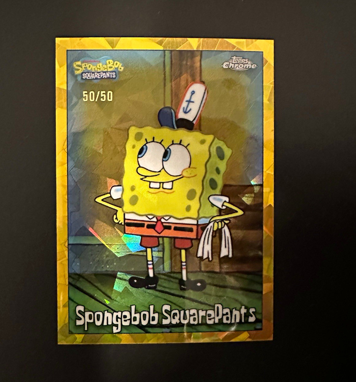 Topps 2025 Topps Chrome SpongeBob SquarePants #25 Gold Refractor 50/50 BOOKEND Topps 2025 Topps Chrome SpongeBob SquarePants #25 Gold Refractor 50/50 BOOKEND