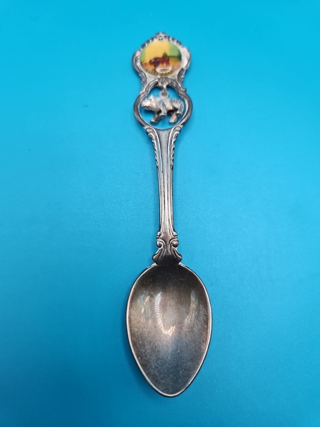 Vintage Yellowstone National Park Solverplated Souvenir Spoon Cub & Buffalo Vintage Yellowstone National Park Solverplated Souvenir Spoon Cub & Buffalo