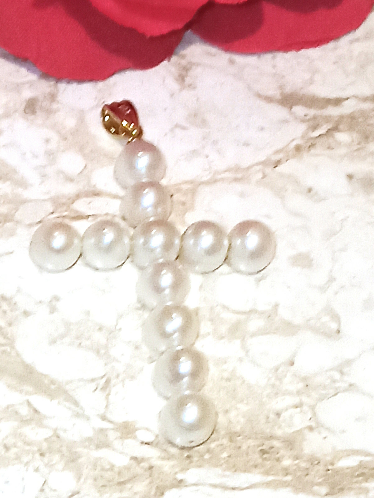 Christian Bridal Shower gift for bride Pearl Cross Gift for Mother Wife 18k GOLD Christian Bridal Shower gift for bride Pearl Cross Gift for Mother Wife 18k GOLD