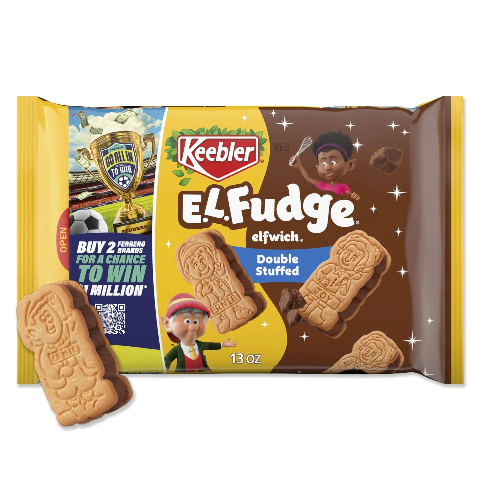 Keebler E.L. Fudge Double Stuffed Elfwich Cookies, Sandwich 13 oz (Pack of 1) Keebler E.L. Fudge Double Stuffed Elfwich Cookies, Sandwich 13 oz (Pack of 1)
