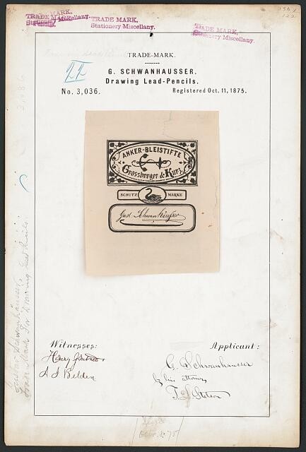 Photo:G Schwanhausser 1875 Anker-Bleistifte Trademark Drawing Lead Pencils