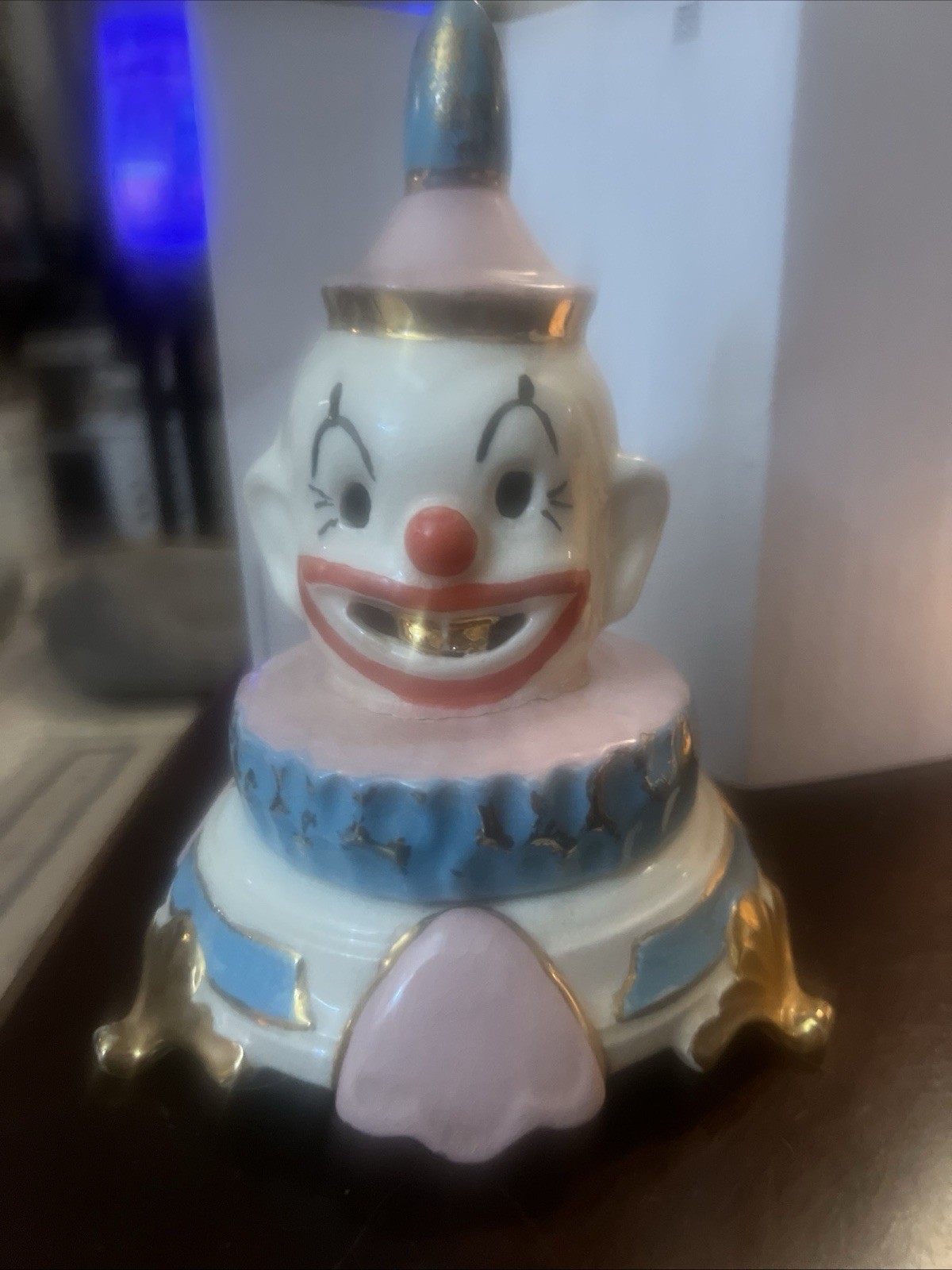 vtg RARE 1950's Bell Products ceramic Clown Lamp Nightlight Hollywood