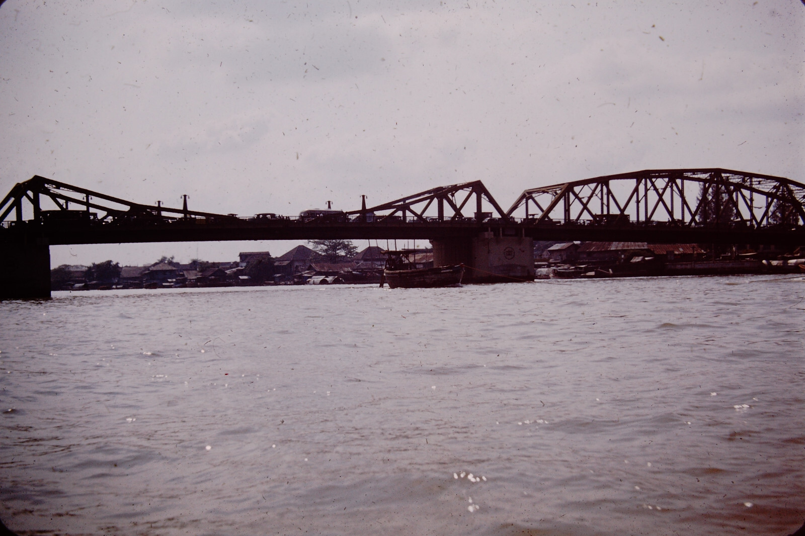 1950s Bridge River Bangkok Thailand Red Border Kodachrome Slide BF-C 1950s Bridge River Bangkok Thailand Red Border Kodachrome Slide BF-C