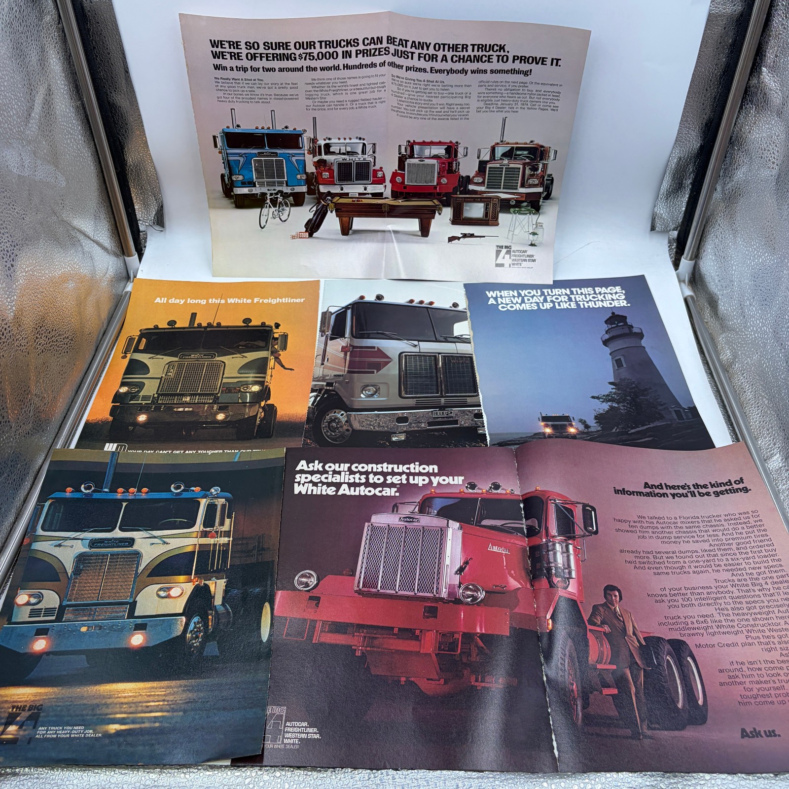Lot of 7 Vintage 1970s White Freightliner Autocar Western Star Truck Ads Lot of 7 Vintage 1970s White Freightliner Autocar Western Star Truck Ads