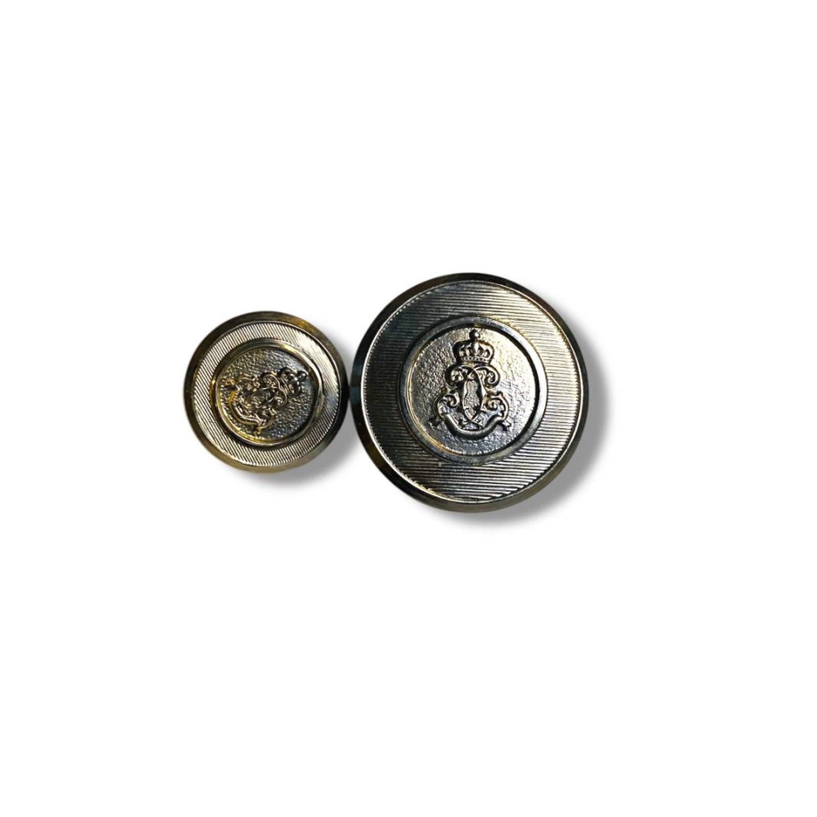 Vintage Set of 2 Silvertone Buttons Royal Crest .9\