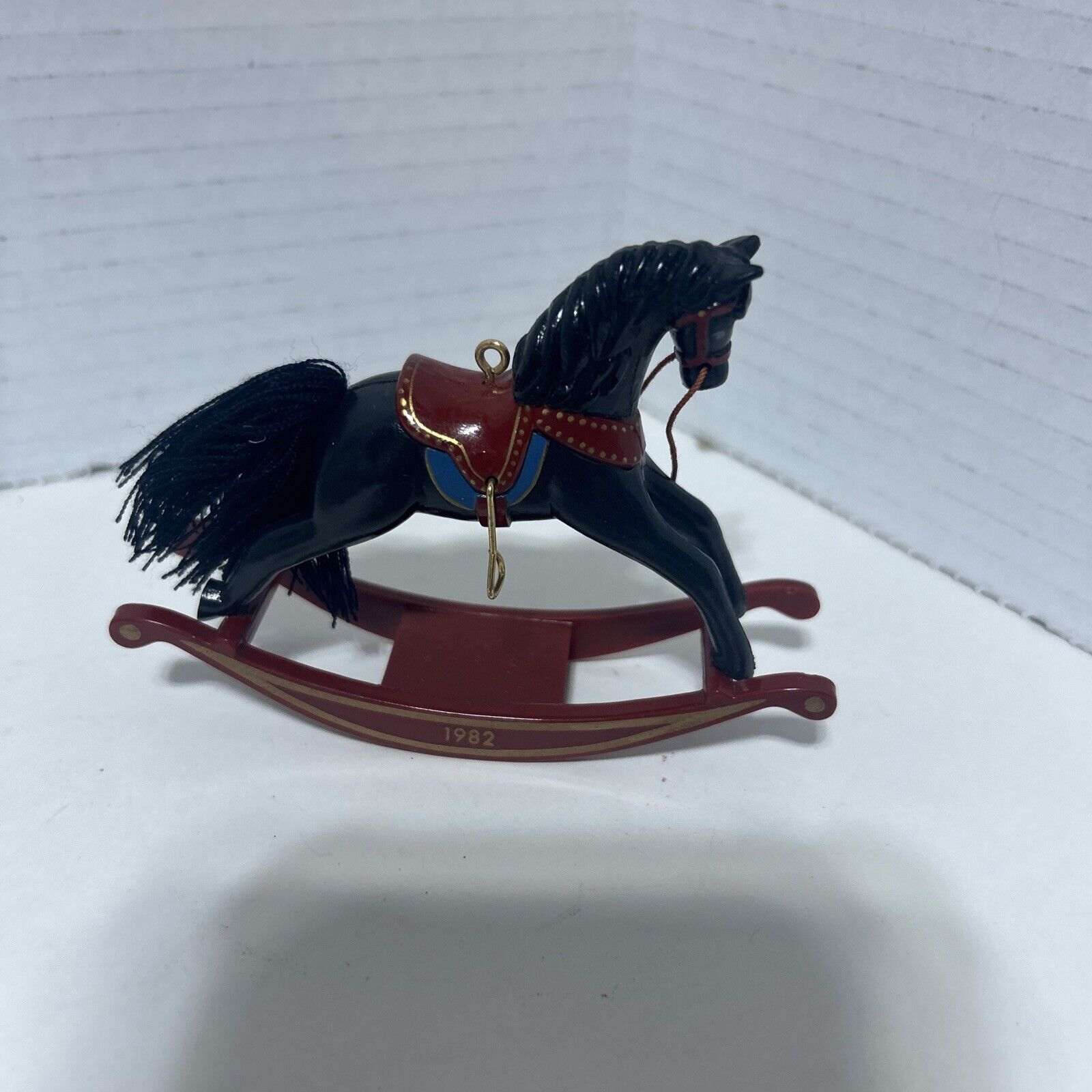 Vintage Hallmark Christmas Ornament 1982 Black Rocking Horse 2nd in series