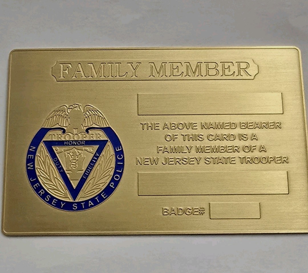 2026 NOVELTY NEW JERSEY STATE TROOPER FAMILY MEMBER GOLD CARD NOT ENGRAVED 2026 NOVELTY NEW JERSEY STATE TROOPER FAMILY MEMBER GOLD CARD NOT ENGRAVED