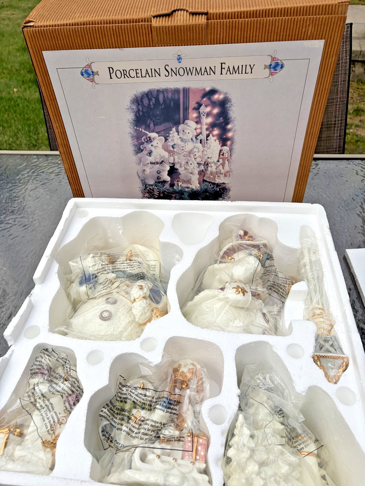 Grandeur Noel Porcelain Snowman Family 3 Piece Set Christmas Original Box Grandeur Noel Porcelain Snowman Family 3 Piece Set Christmas Original Box