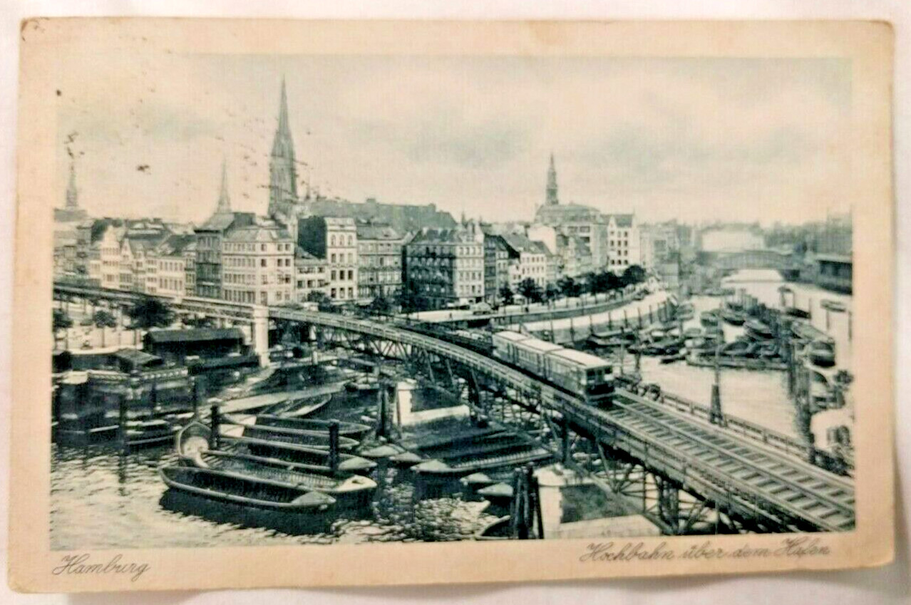 Early 1900s Vintage German Postcard Hamburg uber dem Hafen (Hamburg port) Early 1900s Vintage German Postcard Hamburg uber dem Hafen (Hamburg port)