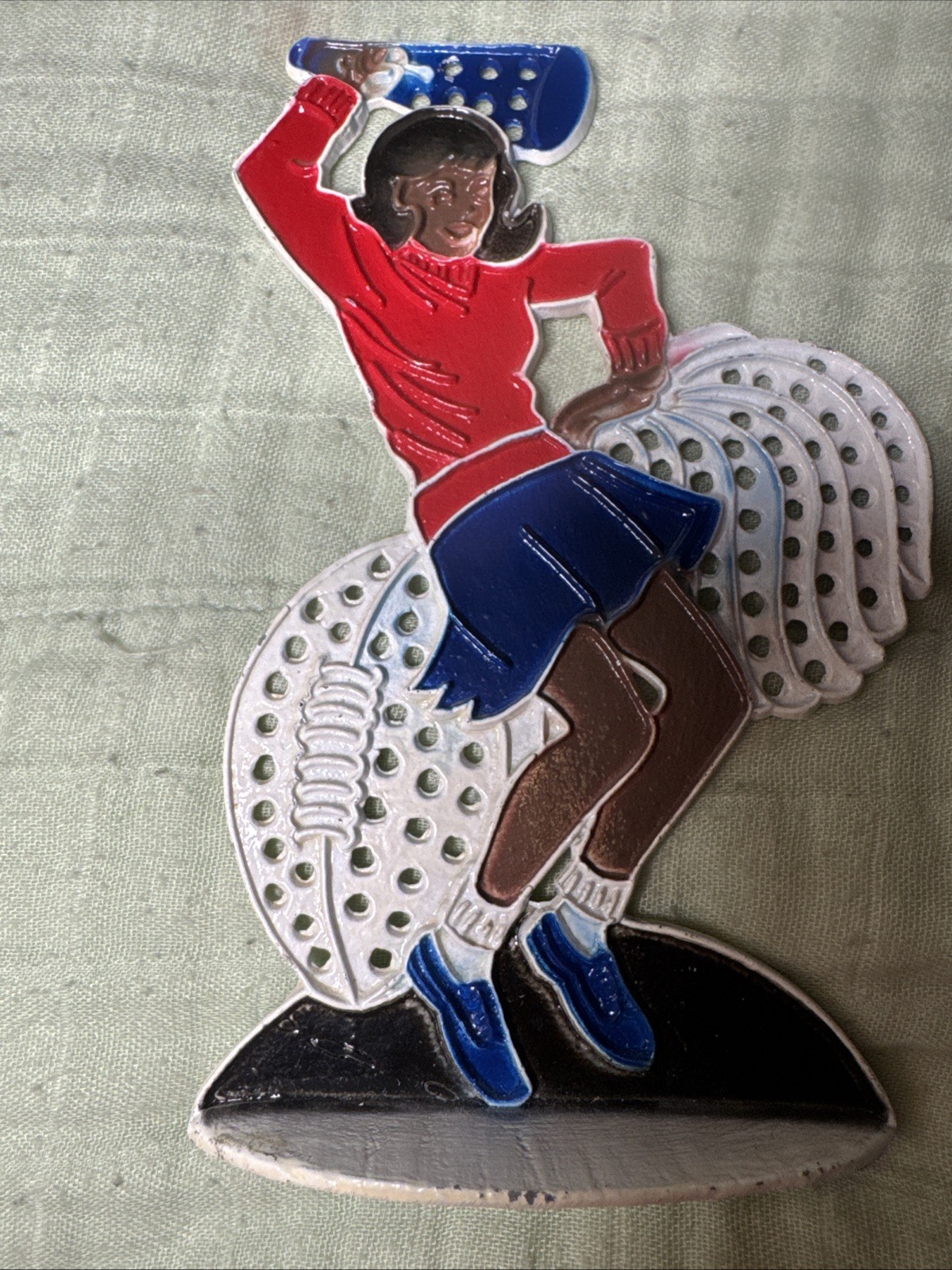 Vintage Revere Co USA Cheerleader Metal Earring Holder Mid 20Th Century Retro Vintage Revere Co USA Cheerleader Metal Earring Holder Mid 20Th Century Retro