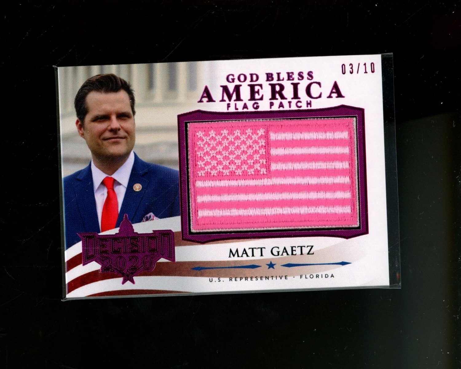 2020 Decision 2020 God Bless America Flag Patches #GBA43 Matt Gaetz Pink /10