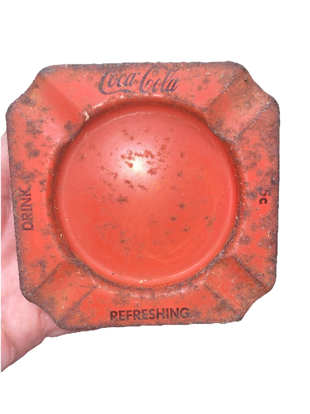 Authentic Vintage 1950s Coke Cola Tin Advertising Ashtray Authentic Vintage 1950s Coke Cola Tin Advertising Ashtray