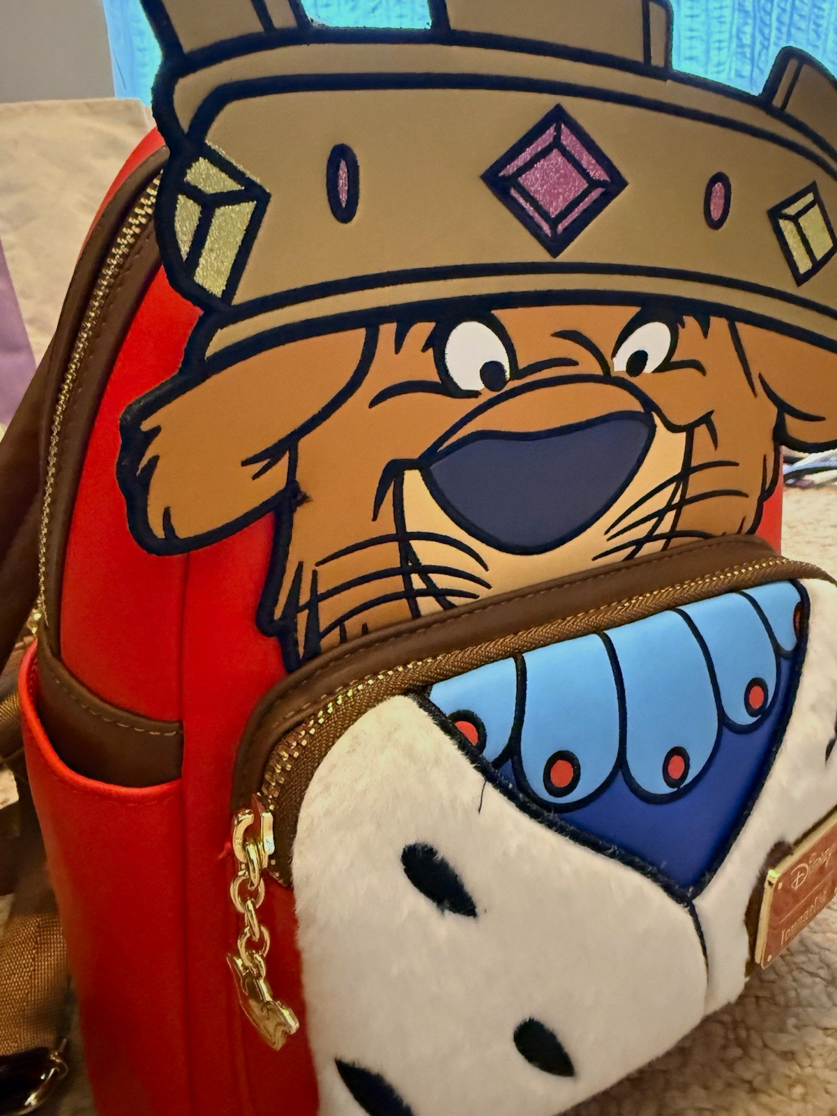 Loungefly Disney Robin Hood Prince John Mini Backpack Red Brown White Blue Loungefly Disney Robin Hood Prince John Mini Backpack Red Brown White Blue
