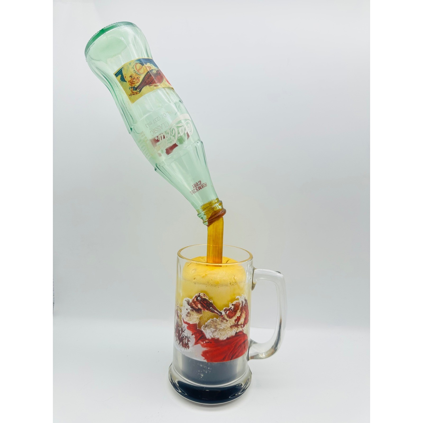 Vintage Frozen Moments Style 1993 Coca-Cola Glass Bottle Santa Mug 13.5 Vintage Frozen Moments Style 1993 Coca-Cola Glass Bottle Santa Mug 13.5