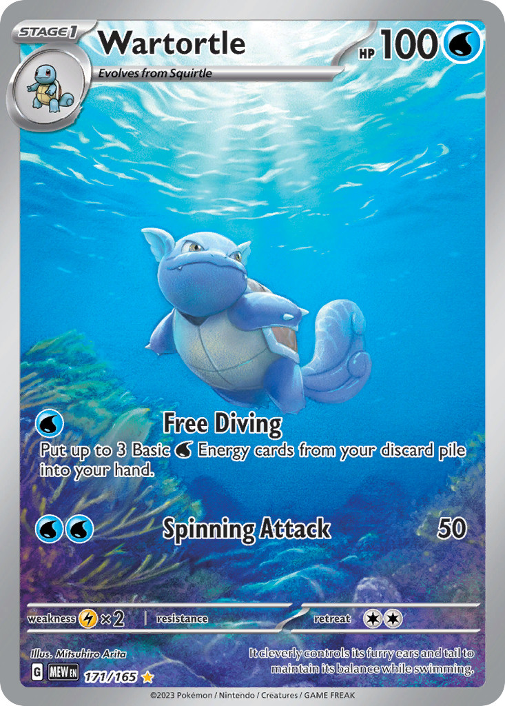 Pokemon Wartortle 171/165 Holo Illustration Rare 151 NM Pokemon Wartortle 171/165 Holo Illustration Rare 151 NM