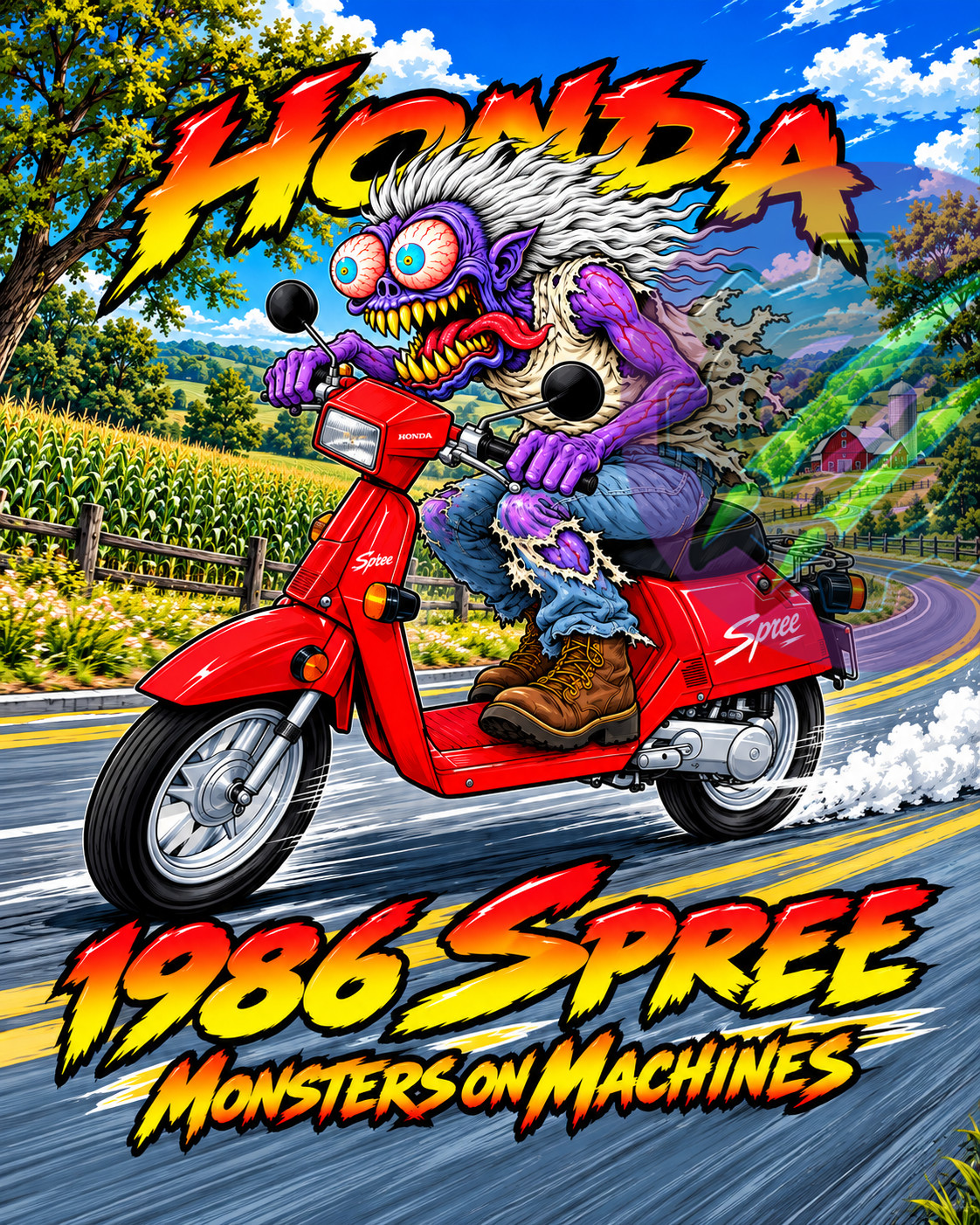 1986 Honda Spree NQ50 Scooter 8x10 Glossy Photo Print Monster Art 1986 Honda Spree NQ50 Scooter 8x10 Glossy Photo Print Monster Art