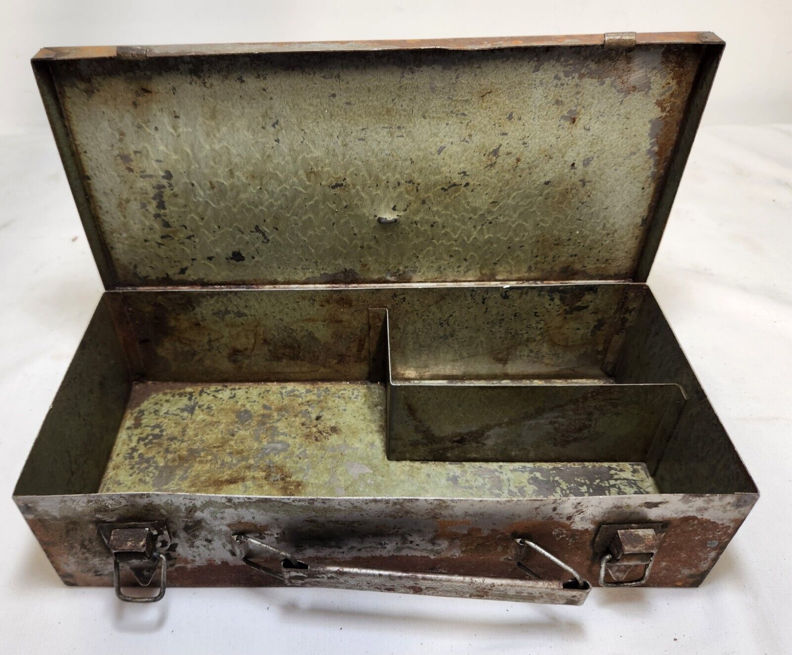 Vintage Industrial Metal Tool Machinist Box Possibly Handmade Sheet Metal