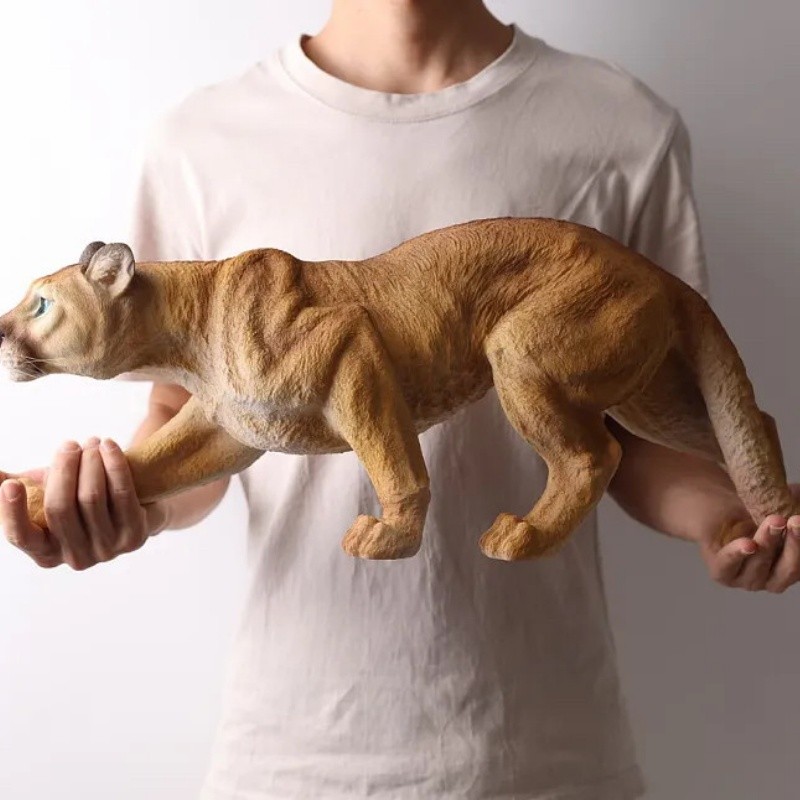 Realistic Cougar Mountain Lion Wildlife Statue Model Display Collectible Figure