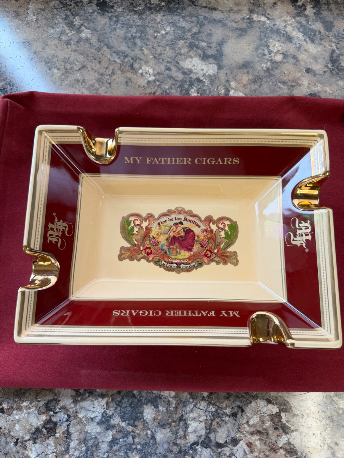 My Father Cigars Large Flor de las Antillas Ceramic Ashtray -New in Gift Box