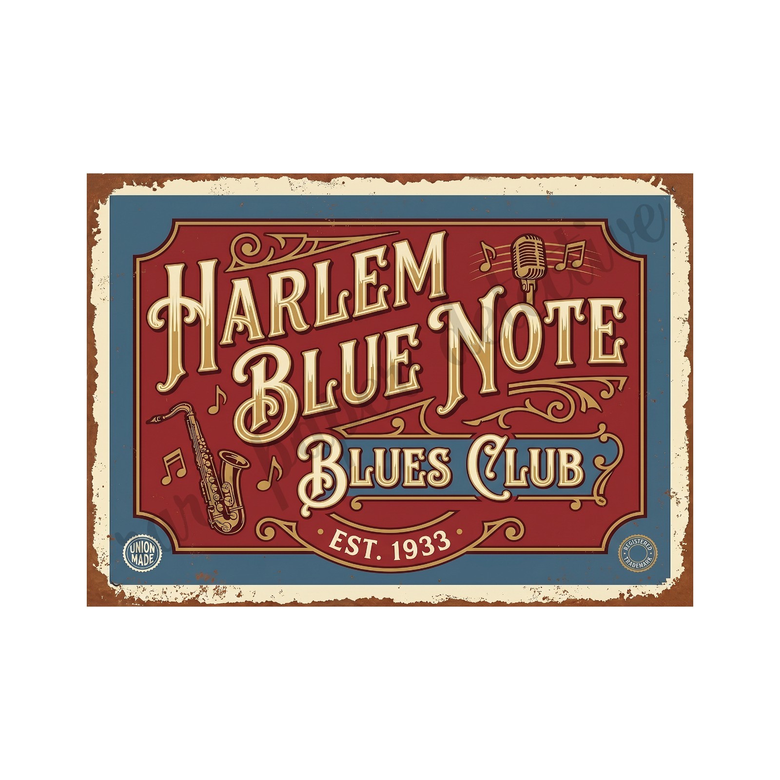 Vintage Advertising Sign Print Blues Club Retro 1940s, 5 Vintage Advertising Sign Print Blues Club Retro 1940s, 5