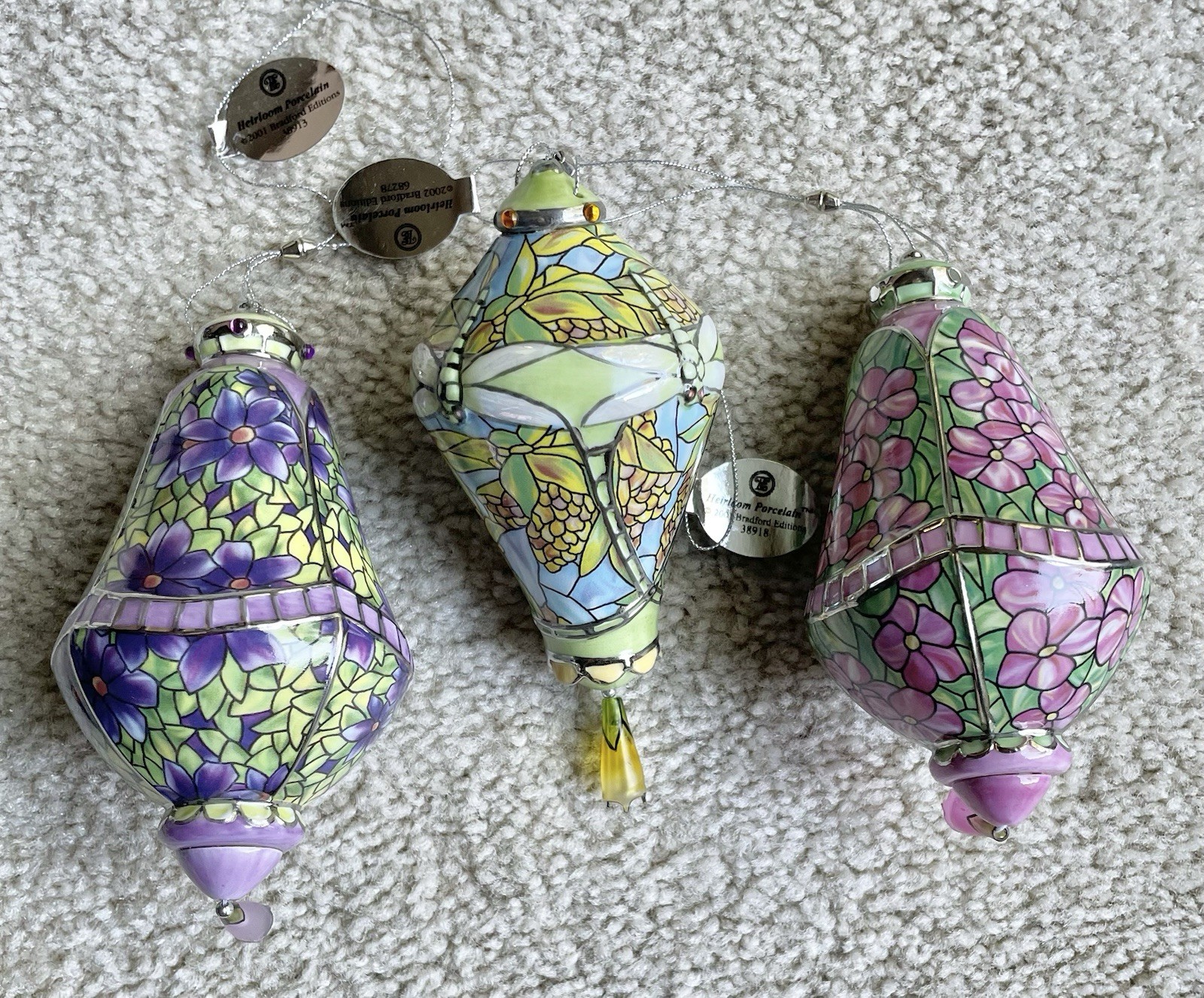 5. THREE Bradford Editions Louis Tiffany Heirloom Porcelain Ornaments Dragonfly 5. THREE Bradford Editions Louis Tiffany Heirloom Porcelain Ornaments Dragonfly