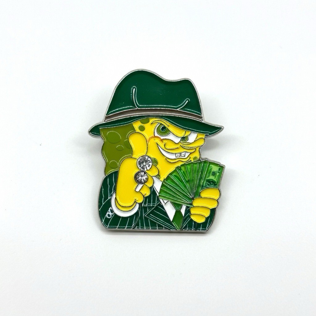 SpongeBob Vintage Gangster Hat Pin Green Suit Rhinestone SpongeBob Vintage Gangster Hat Pin Green Suit Rhinestone