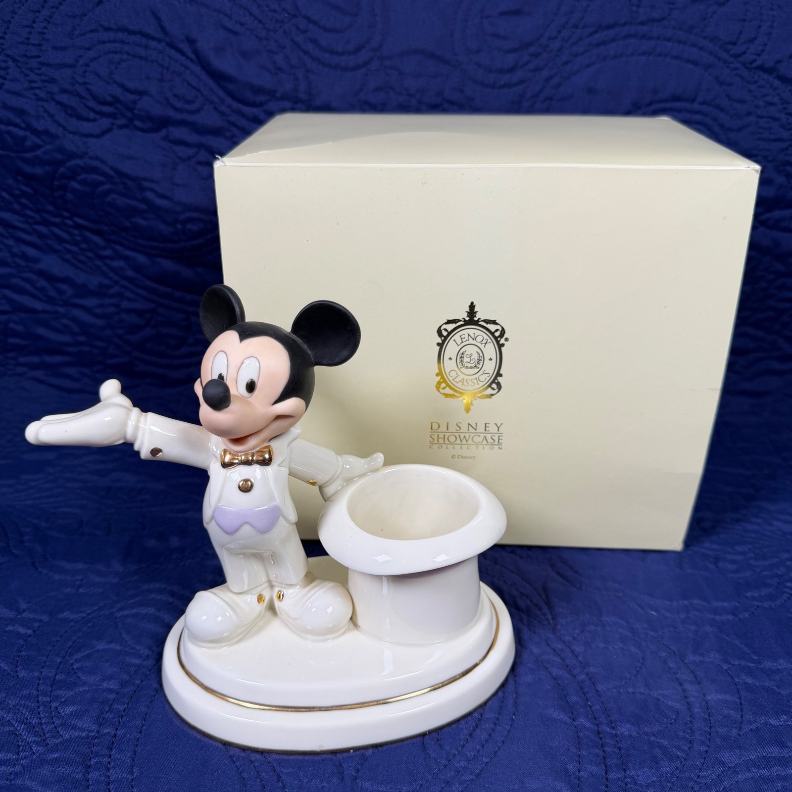 Lenox Disney Mickey\'s Grand Evening Votive Ivory China Figurine 24k Gold Trim Lenox Disney Mickey\'s Grand Evening Votive Ivory China Figurine 24k Gold Trim