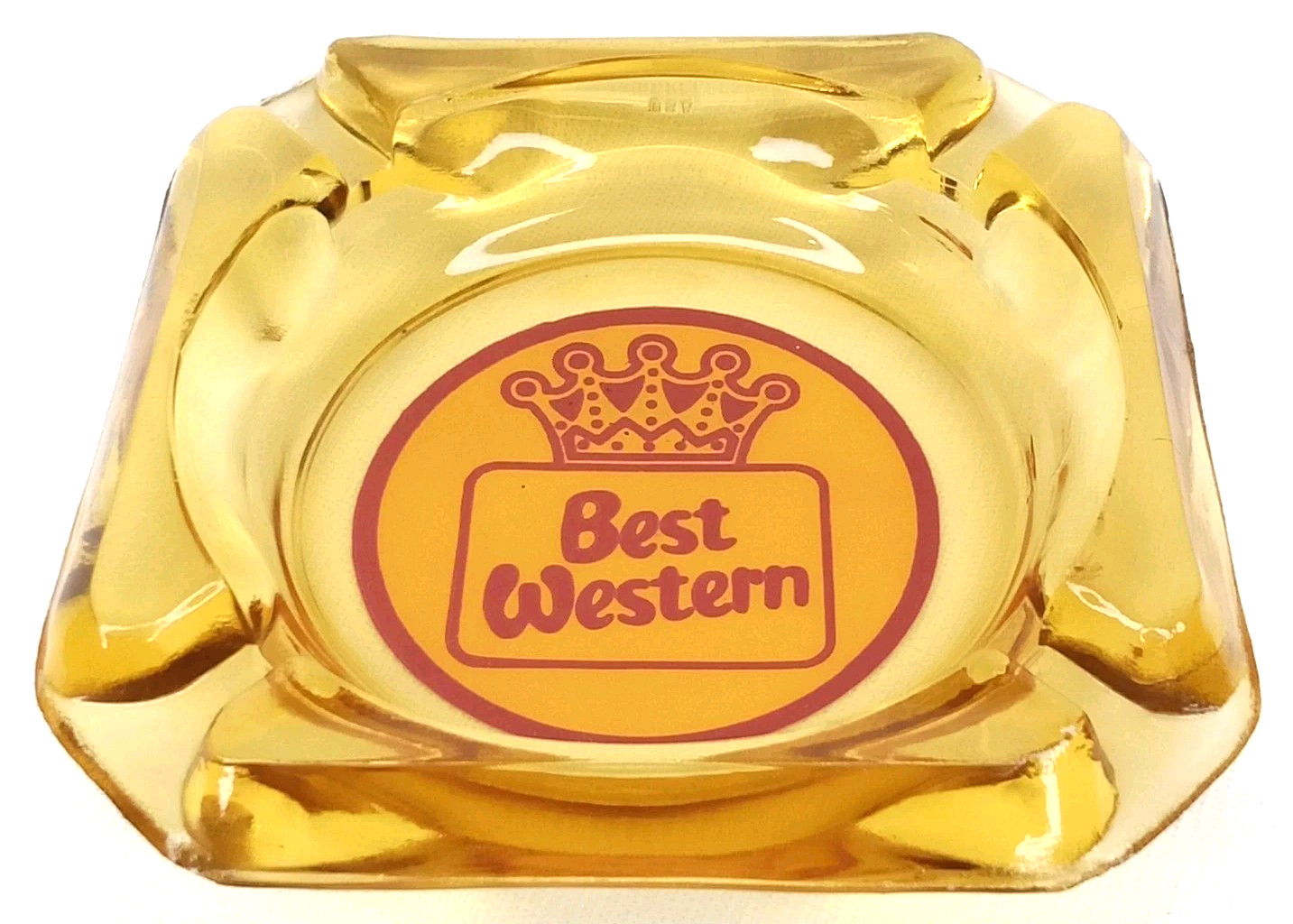 Vintage 1960s Advertising Best Western Hotel Amber Glass Ashtray Vintage 1960s Advertising Best Western Hotel Amber Glass Ashtray