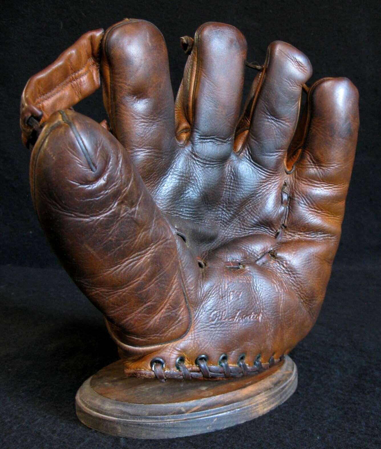Antique 1940's Goldsmith ROY CULLENBINE Leather Baseball Glove Vintage Yankees